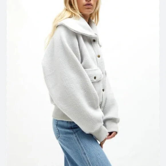 NWT Free People Shasta Cardigan- Morning Fog - Picture 2 of 7